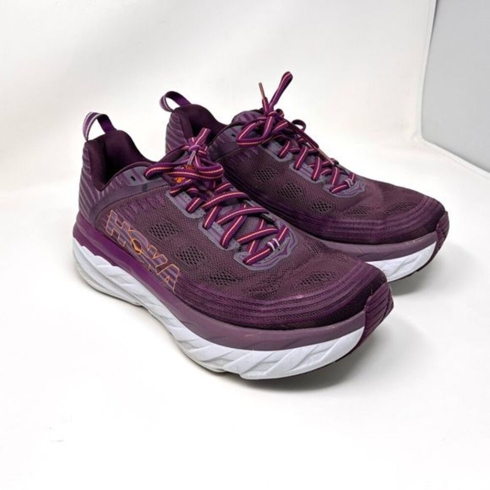 Hoka One One Women’s 10 D ( wide ) Bondi 6 Arctic Dusk/Grape Juice Purple Shoes.